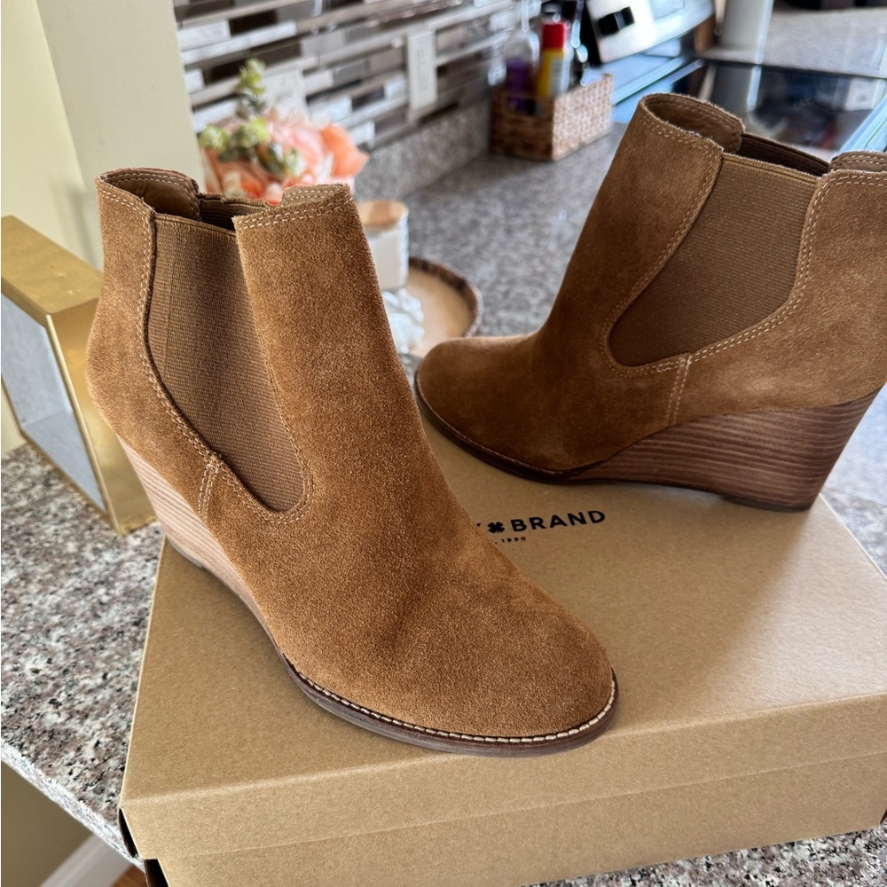 Brown Suede Wedge Ankle Boots
